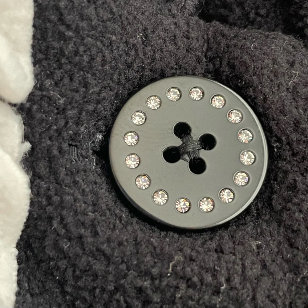 Mack & Co. Girls Luxury Black Fleece Coat with White Applique Flowers …